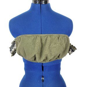 Mocking Jay Olive Green Cold Shoulder Tube Top Size Large